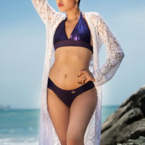 Kimono Luna FLowered Blanco